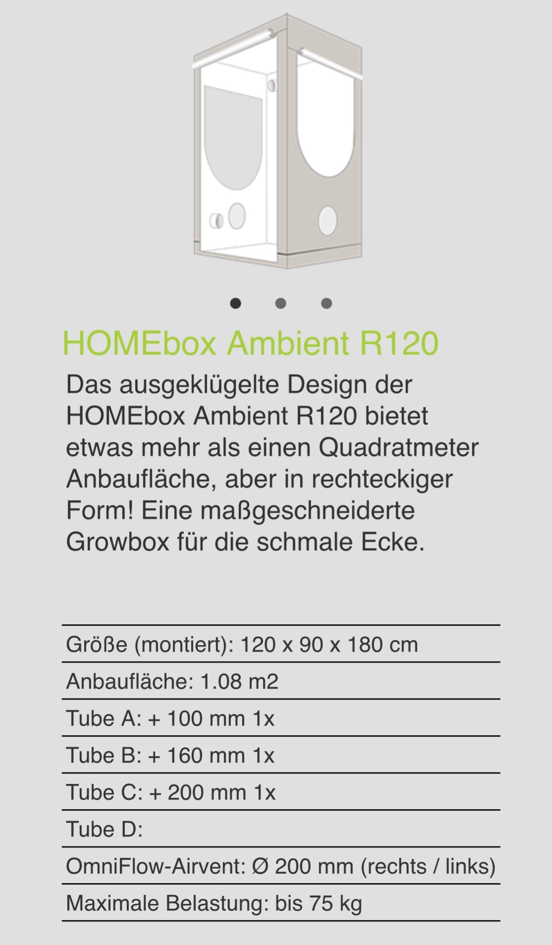 HOMEbox® R120S Ambient Mini Gewächshaus 120x60x180 cm