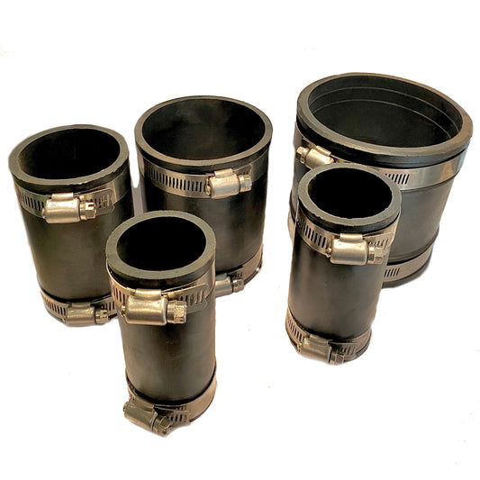 Flexible Doppelmuffe Ø 32-100mm aus EPDM Kautschuk