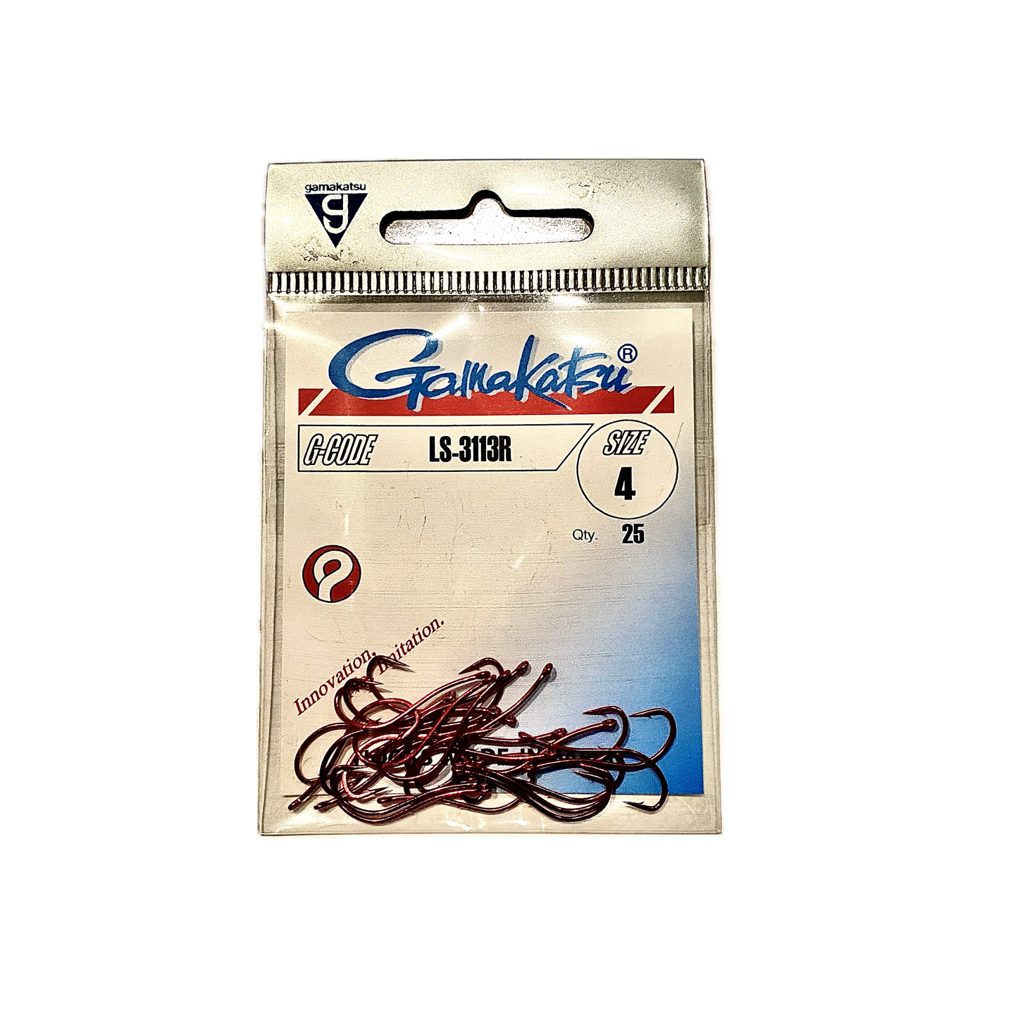 Gamakatsu LS-3113R Wurmhaken Aalhaken Größe 4 ungebunden mit Öhr 25 Stück Farbe Rot