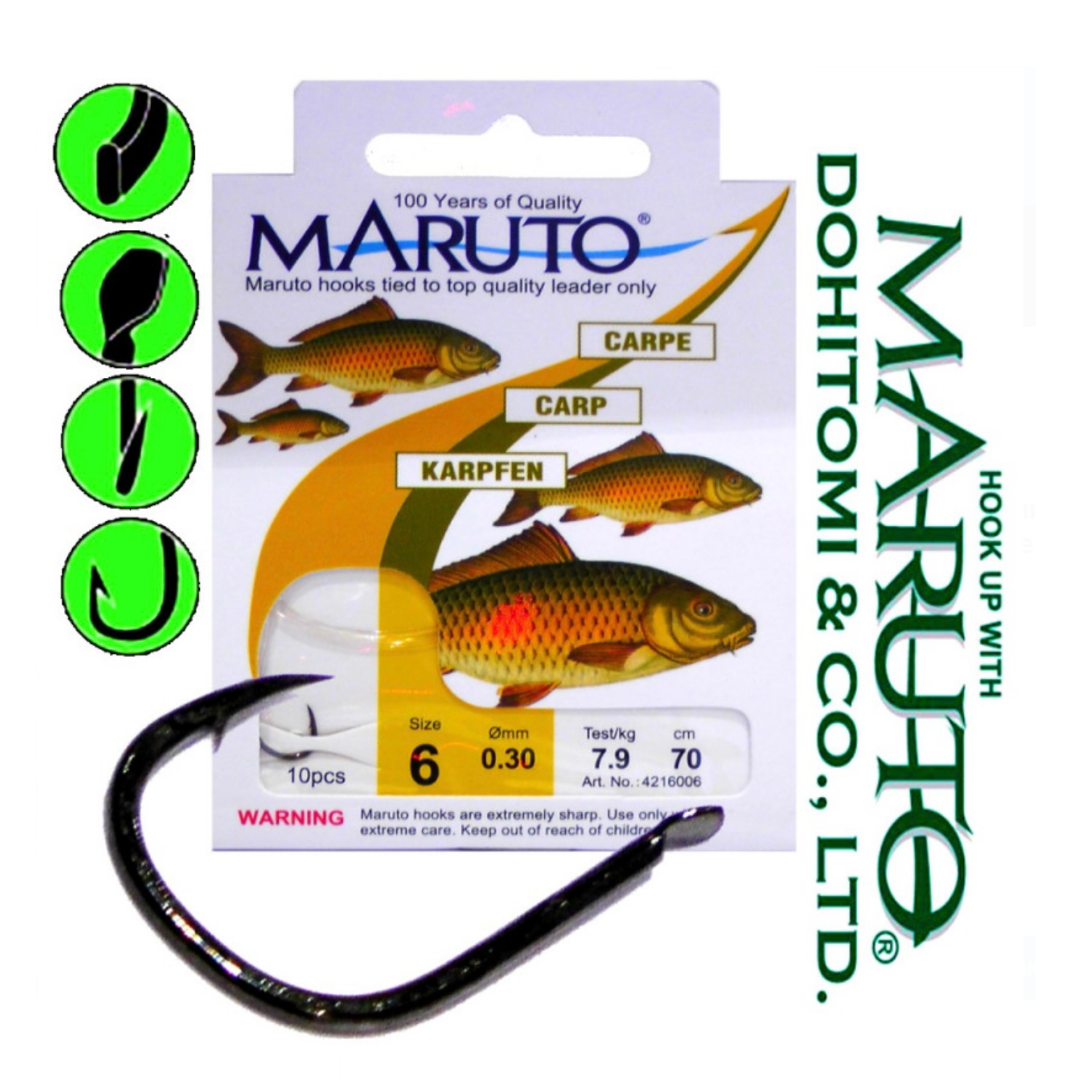 Maruto Karpfenhaken gebunden / 5 Größen / 9 Stück