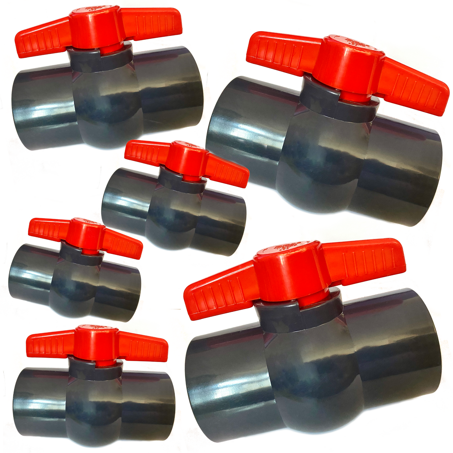 PVC-U Einklebekugelhahn Ø 20-63 mm mit 2 x Klebemuffen