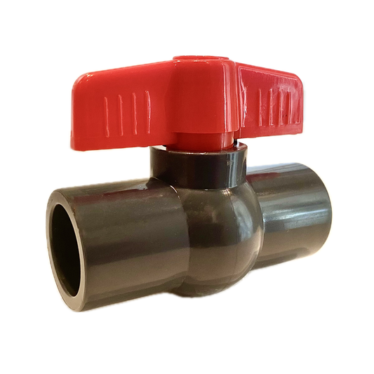 PVC-U Einklebekugelhahn Ø 20-63 mm mit 2 x Klebemuffen