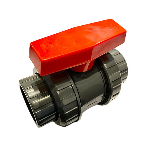 PVC-U Kugelhahn Budget Ø 20-63 mm mit 2 x Klebemuffe & 2 x Überwurfmutter