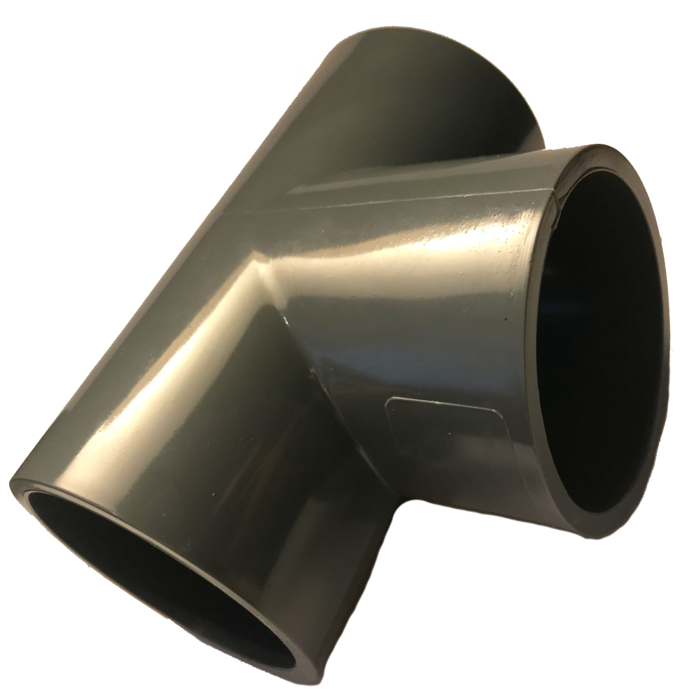 PVC-U T-Stück 90 Grad Ø 20-110 mm mit Klebemuffen PN10