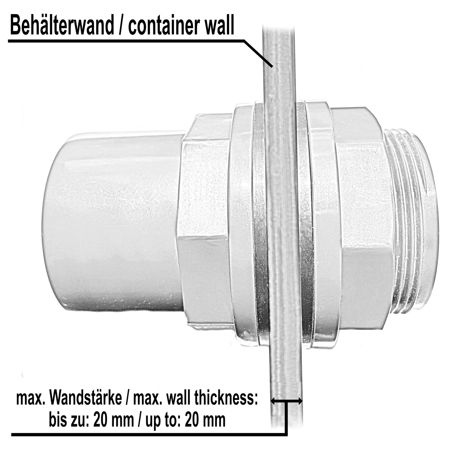 PVC-U Tankdurchführung Ø 25 mm 32/25x1“