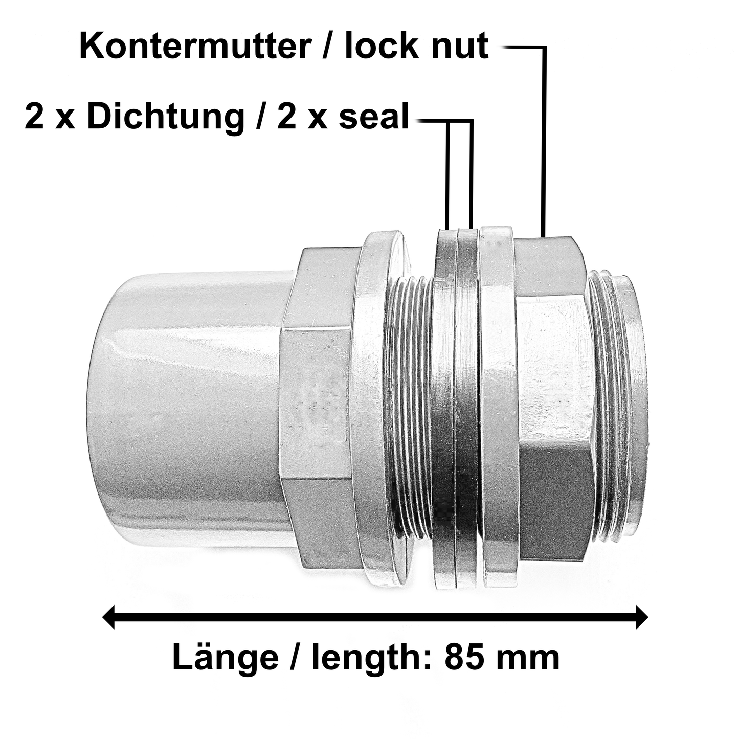 PVC-U Tankdurchführung Ø 25 mm 32/25x1“