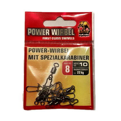 Behr Spezialkarabiner & Power Wirbel Größe 10 / 22 kg Tragkraft