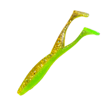 LIST Baits Double Shad (10 cm) / 4 Stück / Flaky Greeny UV-Aktiv / aromatisiert