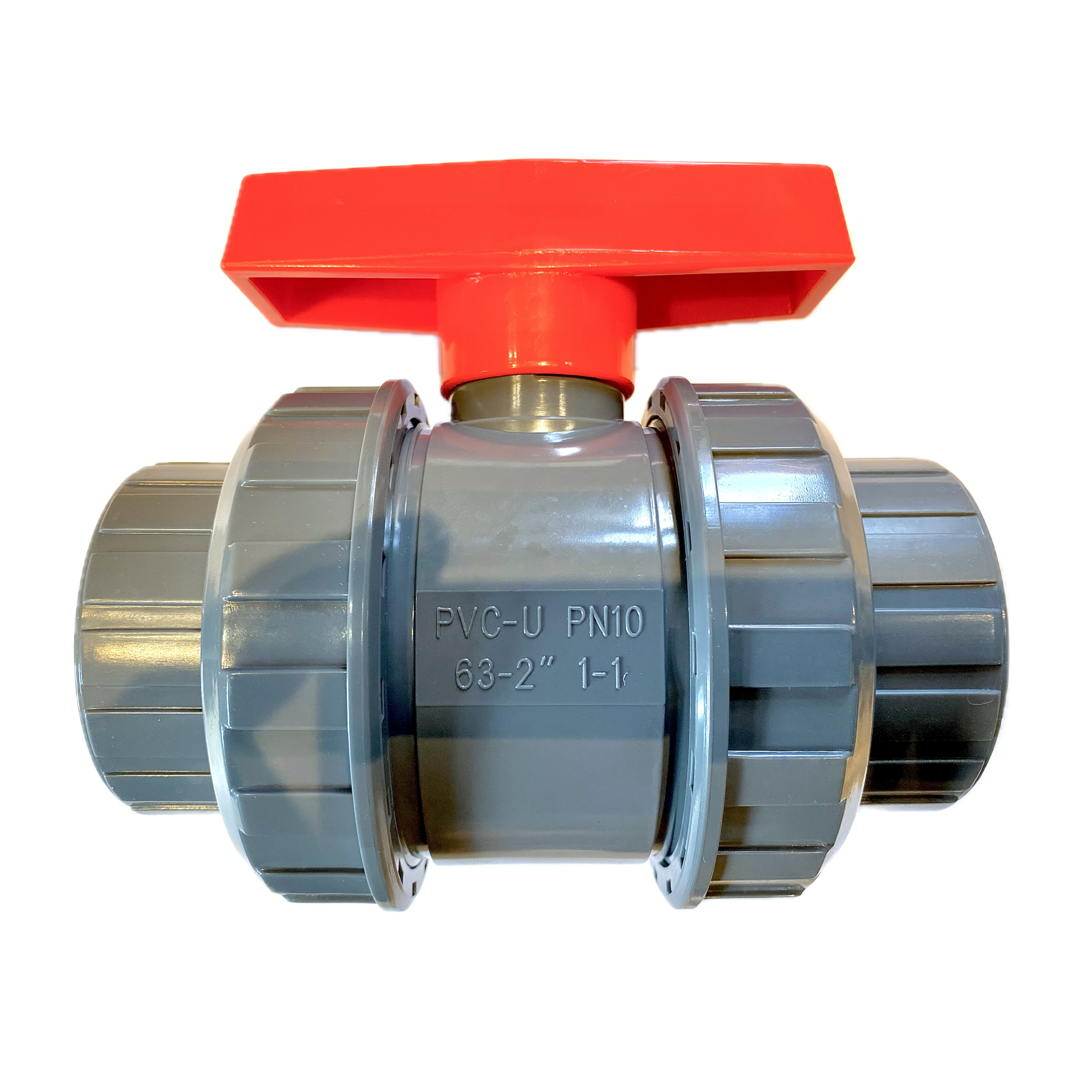 PVC-U Kugelhahn Budget Ø 63 mm mit 2 x Klebemuffe & 2 x Überwurfmutter