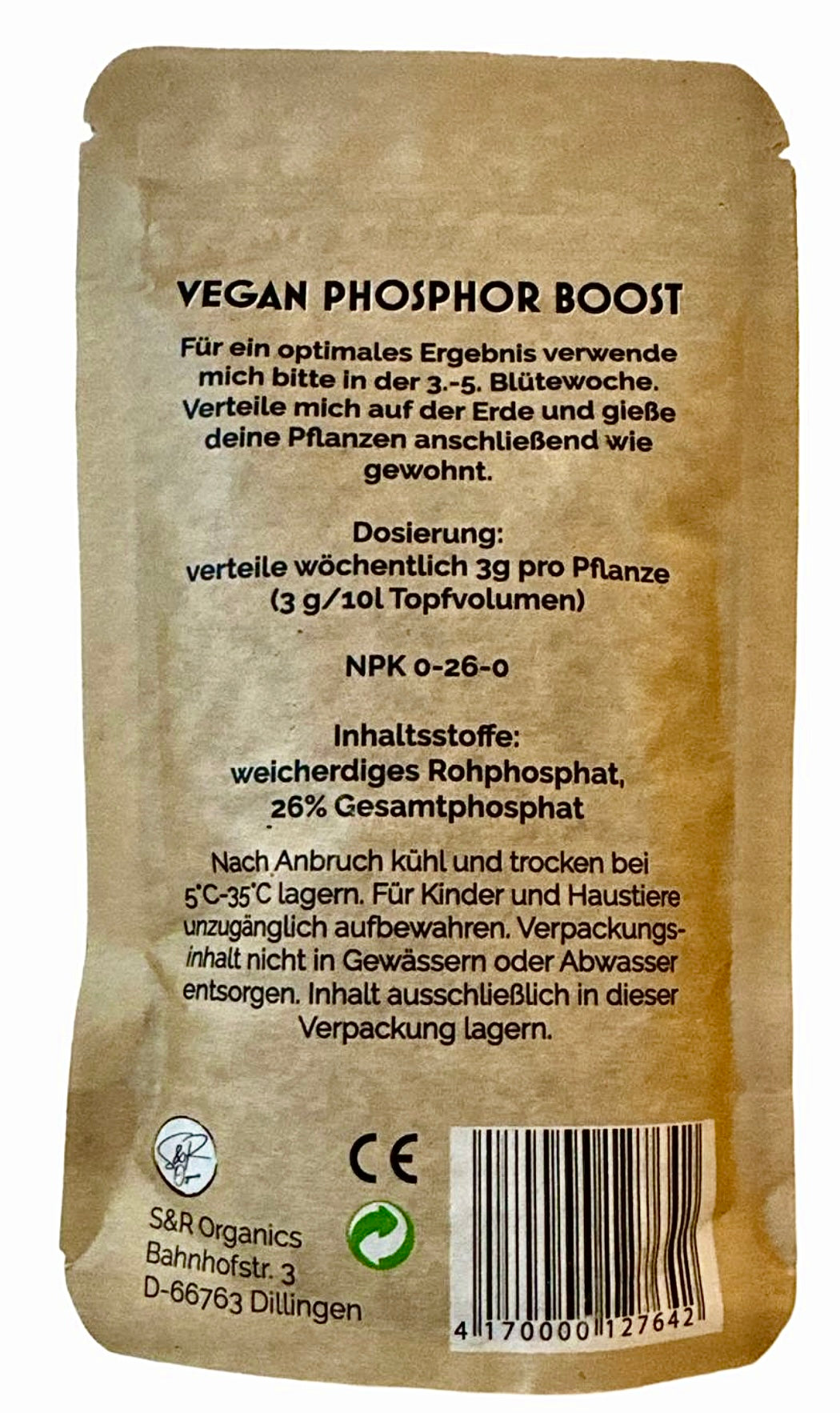 Vegan Phosphor Boost 100g von S&R Organics Blühbooster Bio Qualität