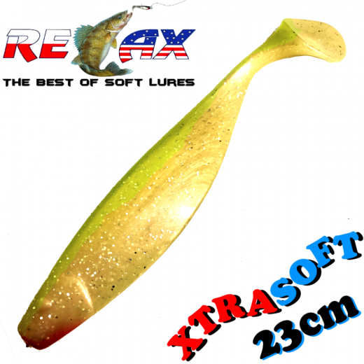 Relax Kopyto XTRA Soft 9 23cm Gummifisch Farbe Perlglitter Fluogelb 1 Stück Großhecht & Welsköder Schleppköder