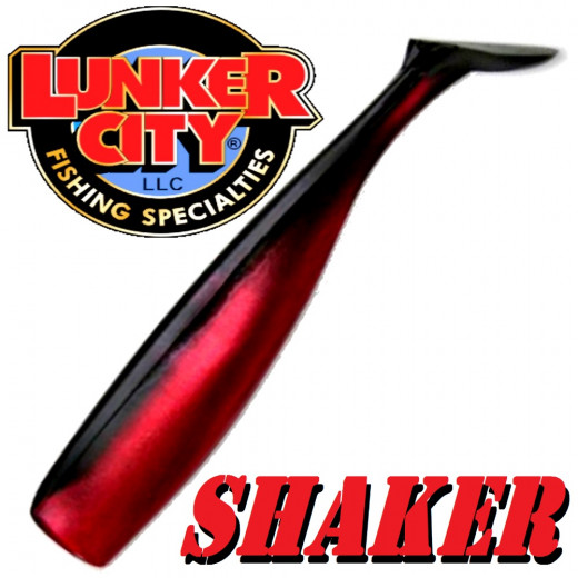 Lunker City Shaker 6 - 16cm Gummifisch Farbe Red Shad 5 Stück im Set Hecht & Zanderköder