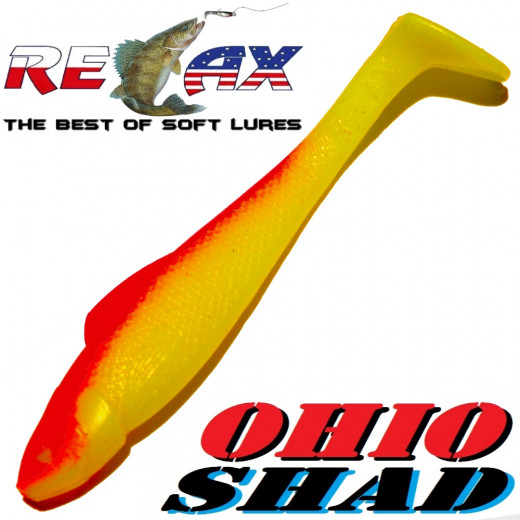 Relax Ohio Shad 2,5 Gummifisch ca. 7cm Farbe Gelb Rot 5 Stück im Set Barsch&Zanderköder