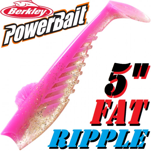 Berkley Power Bait Fat Ripple Shad Gummifisch 5 - 13cm Pink 3 Stück Gummifischset