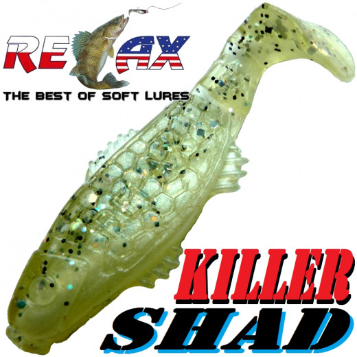 Relax Killer Shad Gummifisch 5,0 cm Perlweiss Kristall Glitter Softbait Angelköder für Forelle & Barsch