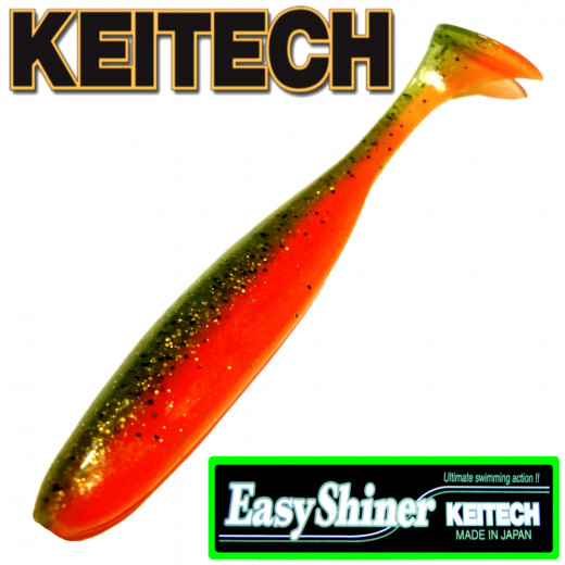Keitech Easy Shiner 4 Gummifisch Fire Tiger 7 Stück im Set aromatisiert und gesalzen