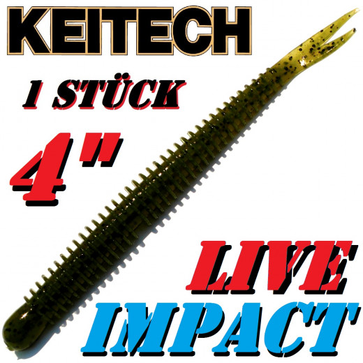 Keitech Live Impact 4 V-Tail Shad Gummiköder Watermelon PP. 10 Stück im Set aromatisiert und gesalzen