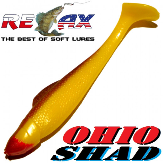 Relax Ohio Shad 4 Gummifisch ca. 10,5cm Farbe Gelb Braun 1 Stück Barsch&Zanderköder