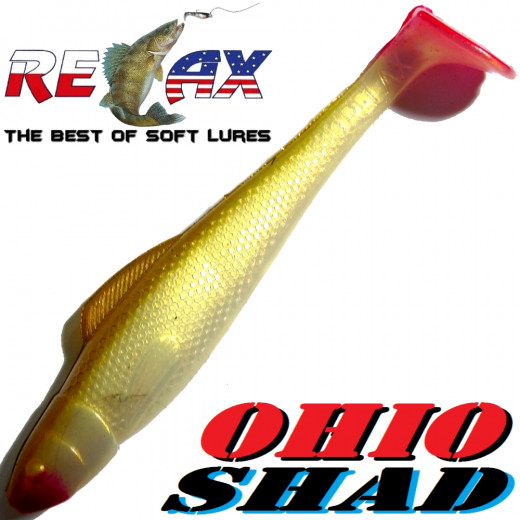 Relax Ohio Shad 2,5 Gummifisch ca. 7cm Farbe Goldperl Goldbraun RT 1 Stück Barsch&Zanderköder