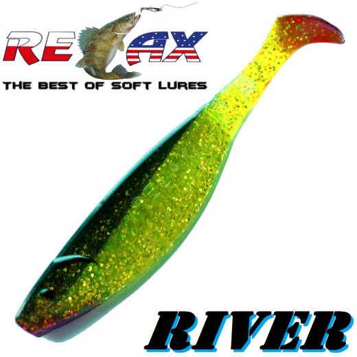 Relax Kopyto River 6 Gummifisch ca. 16cm Farbe Chartreuse Glitter Schwarz 1 Stück