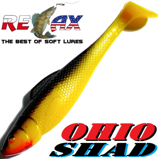 Relax Ohio Shad 5 Gummifisch ca. 14cm Farbe Gelb Schwarz 1 Stück Hecht&Zanderköder