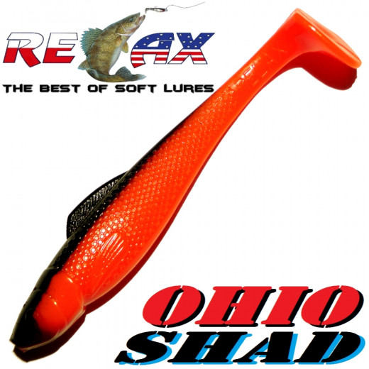 Relax Ohio Shad 4 Gummifisch ca. 10,5cm Farbe Orange Schwarz 1 Stück Barsch&Zanderköder