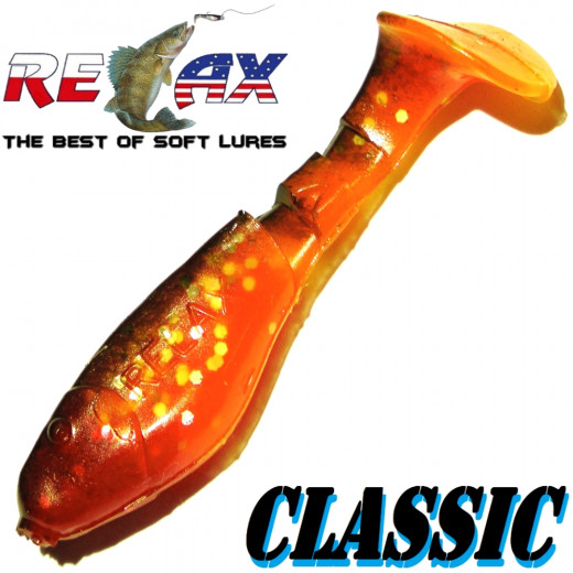 Relax Kopyto Classic Gummifisch 5,0 cm Farbe Orange Glitter Schwarz Softbait