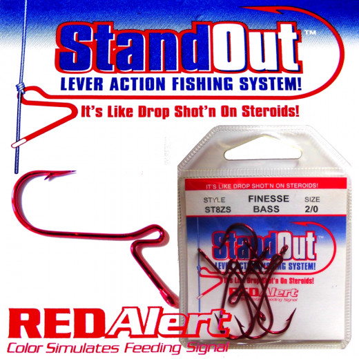 StandOut Lever Action Fishing System Gr.2/0 Dropshothaken Red Alert 5 Stück Farbe Rot