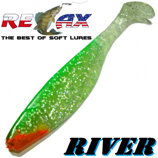 Relax Kopyto River 6 ca. 16cm Farbe Clear Glitter Grün Swimbait der ideale Großhecht & Welsköder für Bodden & Co.