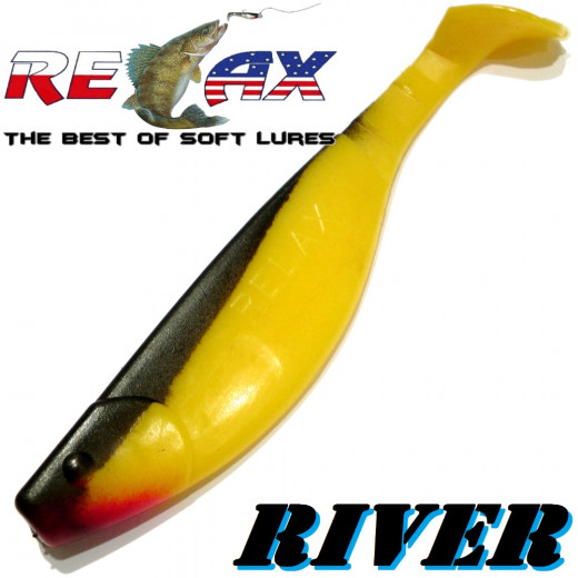 Relax Kopyto River 6 ca. 16cm Farbe Gelb Schwarz Swimbait der ideale Großhecht & Welsköder für Bodden & Co.