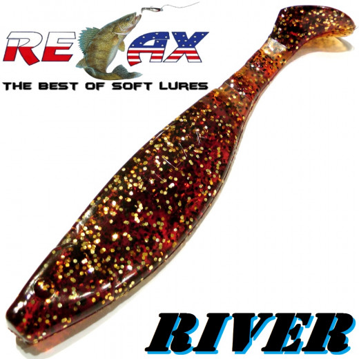 Relax Kopyto River 6 ca. 16cm Farbe Bernstein Glitter Swimbait der ideale Großhecht & Welsköder für Bodden & Co.