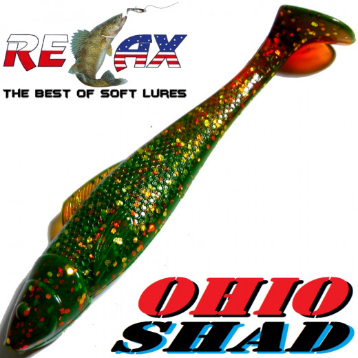 Relax Ohio Shad 5 Gummifisch ca. 14cm Farbe Motoroil Glitter 1 Stück Hecht&Zanderköder