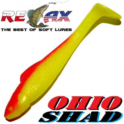 Relax Ohio Shad 5 Gummifisch ca. 14cm Farbe Fluogelb Rot 1 Stück Hecht&Zanderköder