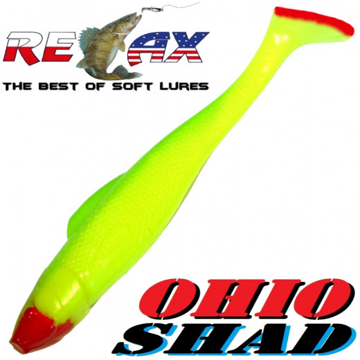 Relax Ohio Shad 5 Gummifisch ca. 14cm Farbe Fluogelb Grün RT 1 Stück Hecht&Zanderköder