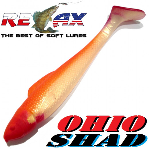 Relax Ohio Shad 5 Gummifisch ca. 14cm Farbe Goldperl Orange RT 1 Stück Hecht&Zanderköder