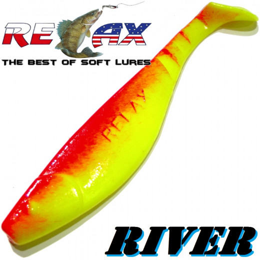 Relax Kopyto River 5 Gummifisch 12,5 cm Fluogelb Rot 1 Stück idealer Wels & Hechtköder