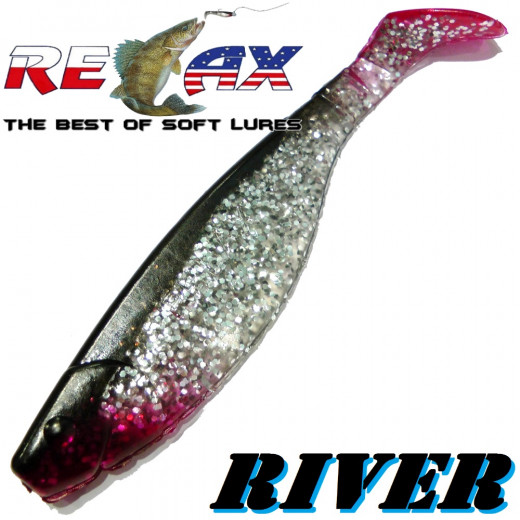 Relax Kopyto River 5 Gummifisch 12,5 cm Kristall Glitter Schwarz RT 1 Stück idealer Wels & Hechtköder