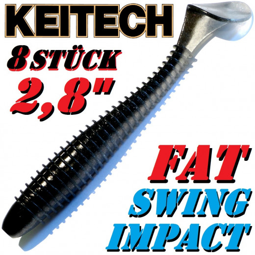 8 X Keitch FAT Swing Impact 2,8 Gummifisch 7cm Black Shiner