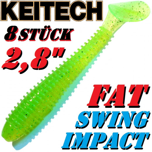 8 X Keitch FAT Swing Impact 2,8 Gummifisch 7cm Lime Chartreuse