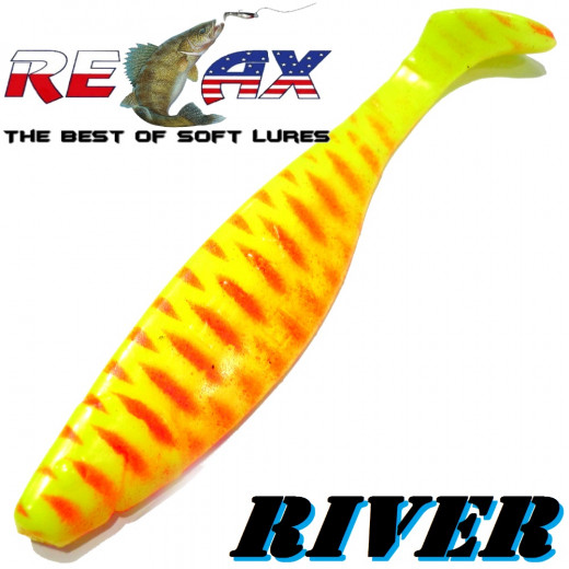 Relax Kopyto River 5 Gummifisch 12,5 cm Fluogelb Rot S 1 Stück idealer Wels & Hechtköder