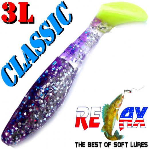 Relax Kopyto 3L Classic 3 Gummifisch 8cm Electric Glitter FGT Softbait