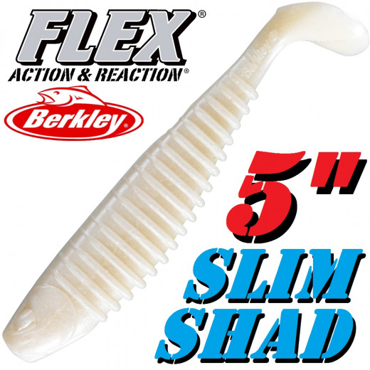 Berkley Flex Slim Shad 5 Gummifisch 12,5cm Pearl 3 Stück im Set!