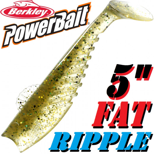 Berkley Power Bait Fat Ripple Shad Gummifisch 5 - 13cm Green Copper 3 Stück Gummifischset