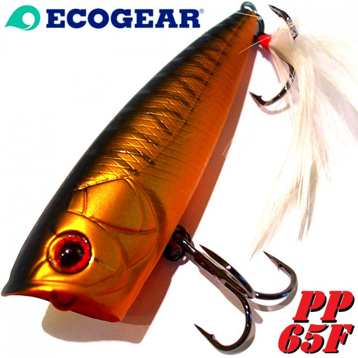 Ecogear PP 65F Popper Splasher Oberflächenkder Länge 65mm Gewicht 8g Farbe Golden Shad Color No. 333 Floating