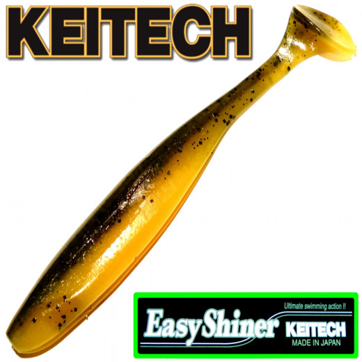 Keitech Easy Shiner 4 Gummifisch Watermelon PP./ Yellow 7 Stück im Set aromatisiert und gesalzen