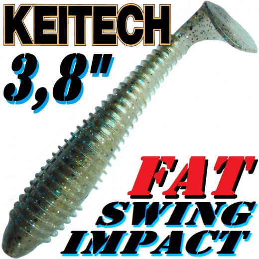 Keitech Fat Swing Impact 3,8 Gummifisch 9 cm Bluegill Flash 6 Stück im Set gesalzen & aromatisiert