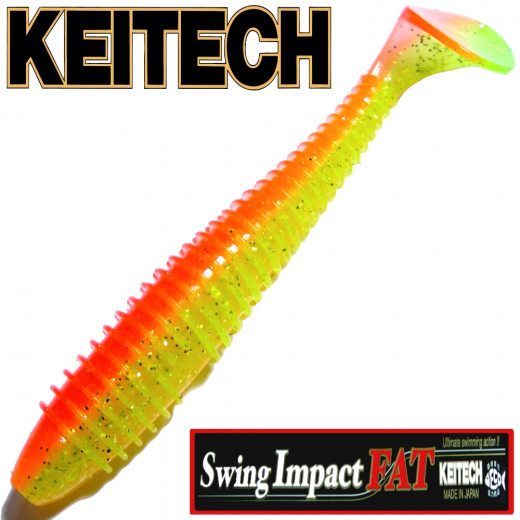 Keitech Fat Swing Impact 3,8 Gummifisch 9cm Orange Shiner 6 Stück gesalzen & aromatisiert