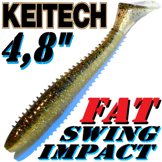 Keitech Fat Swing Impact 4,8 Gummifisch Gold Flash Minnow 5 Stück im Set gesalzen & aromatisiert!