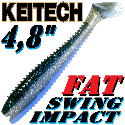 Keitech Fat Swing Impact 4,8 Gummifisch Hasu Silver Shiner 5 Stück im Set gesalzen & aromatisiert!