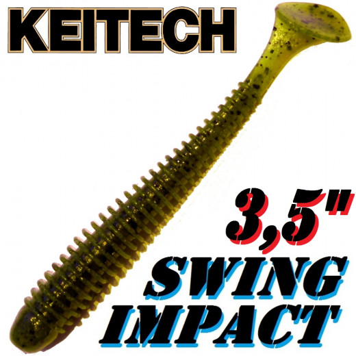 Keitech Swing Impact 3,5 Gummifisch 8,5cm Green Pumpkin PP. 8 Stück